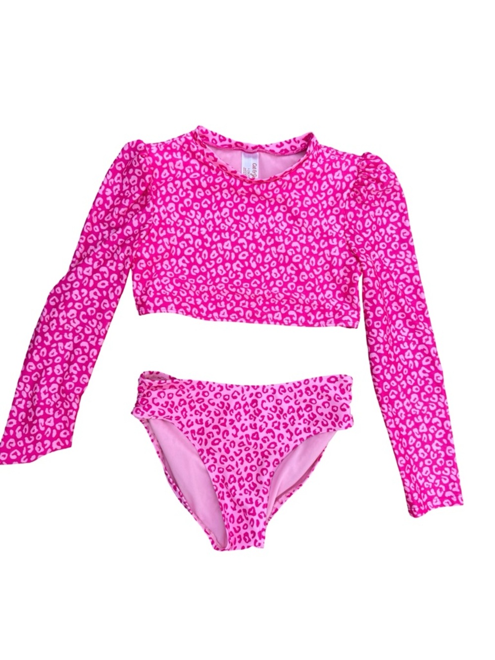 Cat & Jack Hot Pink Leopard Long-Sleeve Bikini Set